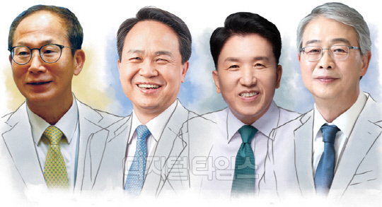 4대 금융지주 회장들. 양종희(왼쪽부터) KB금융 회장, 진옥동 신한금융 회장, 함영주 하나금융 회장, 임종룡 우리금융 회장.